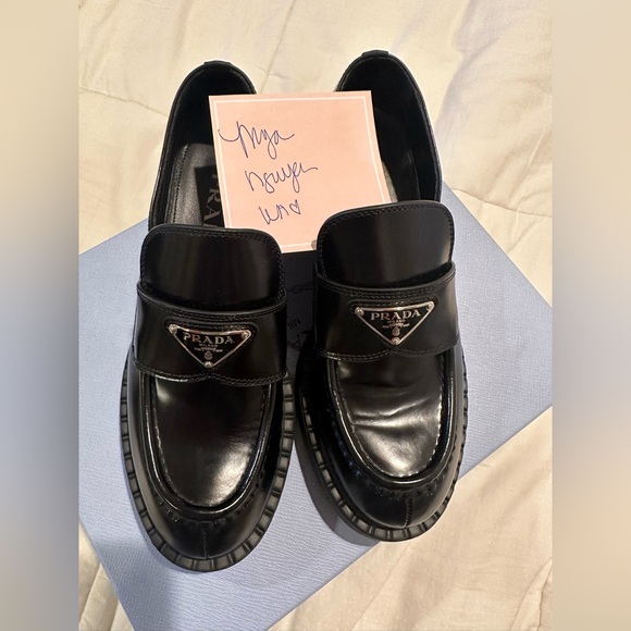 Prada Chocolate Loafers in Black - size 37.5 - Picture 14 of 14